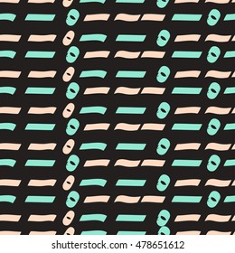 Seamless pattern with ink brush.Trendy geometric elements memphis cards. Retro style texture, pattern and geometric elements. 