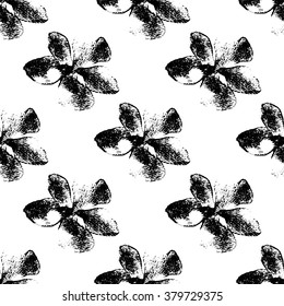 Seamless pattern with ink flowers.