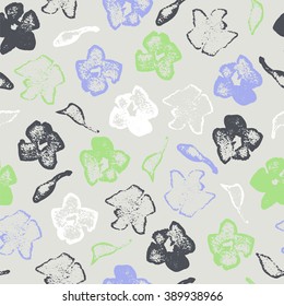 Seamless pattern with ink flowers.