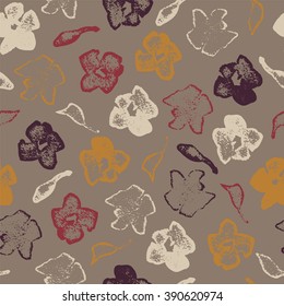 Seamless pattern with ink flowers.