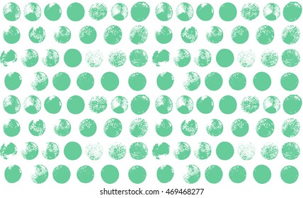 Seamless pattern with ink green circles on white background.