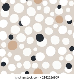 Seamless pattern with ink hand drawn monochrome circles. Abstract polka dots geometric  texture. Vector Illustration
