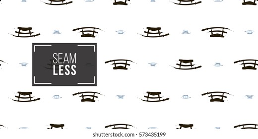 Seamless pattern with ink hand drawn brushstroke sword. Background with japanese national symbols and elements. 