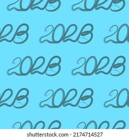 Nahtloses Muster, Inschrift 2023 mit einer festen durchgehenden Linie. Datum im linearen Stil, Nummer. Einzelvektor