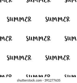 Seamless pattern with inscription SUMMER. In two colors black inscription on a white background.