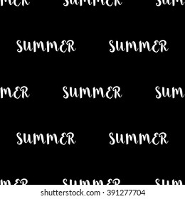 Seamless pattern with inscription SUMMER. In two colors white inscription on a black background.
