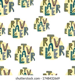 seamless pattern with the inscription traveler, vector illustration