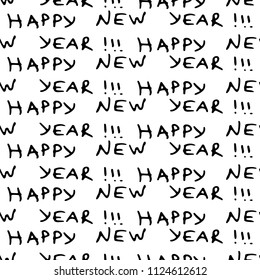 Seamless pattern from the inscriptions of a happy new year. Happy new year lettering holiday calligraphy.