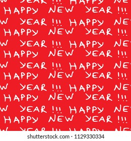 Seamless pattern from the inscriptions of a happy new year on a red background. Happy new year lettering Christmas holiday calligraphy.