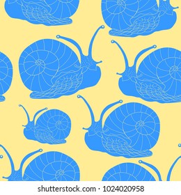 seamless pattern with  insect snail gastropod mollusk  vector illustration