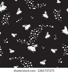 Seamless pattern with insects. Hand-drawn style 