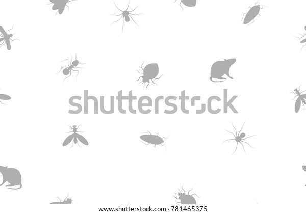Seamless pattern insects and rodents pests.\
Background for service of pest control. Web banner with\
cockroaches, rats, spiders, ants, bed bugs, mosquitoes, mosquitoes.\
Vector illustration