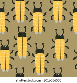 seamless pattern with insects. summer colorful vector for kids, flat style. Baby design for fabric, textile, print, wrapper.