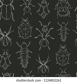 Seamless pattern with insects. Vector hand-drawn illustration for different backgrounds