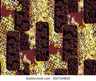 Seamless pattern inspired by Art Deco style. Vector illustration. Suitable for fabric, wrapping paper, mural, digital paper, wallpaper and the like