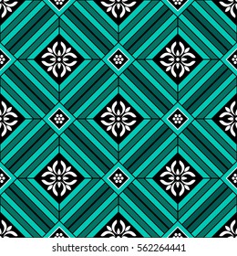 Seamless pattern inspired by Buddhist Temple traditional ornament. Trellis Oriental print. Buddhism theme. Abstract colorful background. Vector illustration.