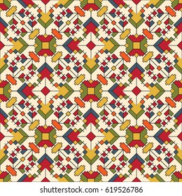 Seamless pattern inspired from romanian ethnic embroidery. Colorful vector background.