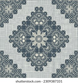 Seamless pattern inspired from traditional Danish Hedebo embroidery, vector illustration