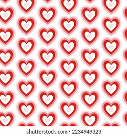 Seamless pattern of interactive hearts. Design for Valentine’s Day, wedding and mother’s day celebration. Perfect for greeting card, home decor, textile, wrapping paper, scrapbooking, invitations.