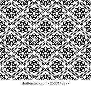 Seamless pattern, interconnected shapes in antique style. Vector illustration for textile, fabric, wallpaper design.