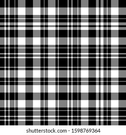 Seamless pattern in interesting black and white colors for plaid, fabric, textile, clothes, tablecloth and other things. Vector image. 