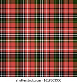 Seamless pattern in interesting black, white, red and dark green colors for plaid, fabric, textile, clothes, tablecloth and other things. Vector image. 
