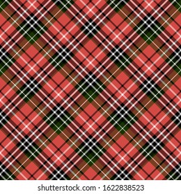 Seamless pattern in interesting black, white, red and dark green colors for plaid, fabric, textile, clothes, tablecloth and other things. Vector image. 