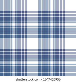 Seamless pattern in interesting dark blue and white colors for plaid, fabric, textile, clothes, tablecloth and other things. Vector image. 
