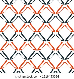 Seamless pattern with interesting mesh rhombuses on a white background.