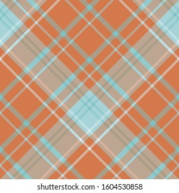 Seamless pattern in interesting orange and water blue colors for plaid, fabric, textile, clothes, tablecloth and other things. Vector image. 2
