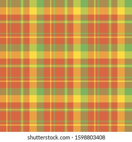 Seamless pattern in interesting orange, yellow and green colors for plaid, fabric, textile, clothes, tablecloth and other things. Vector image. 