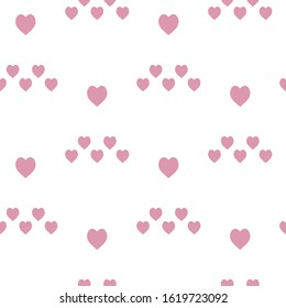 Seamless pattern in interesting pink hearts on white background for fabric, textile, clothes, blanket and other things. Vector image. 
