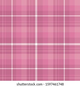 Seamless pattern in interesting pink and white colors for plaid, fabric, textile, clothes, tablecloth and other things. Vector image. 