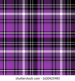 Seamless pattern in interesting purple, black and white colors for plaid, fabric, textile, clothes, tablecloth and other things. Vector image. 
