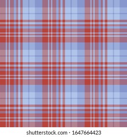 Seamless pattern in interesting red and discreet blue colors for plaid, fabric, textile, clothes, tablecloth and other things. Vector image. 

