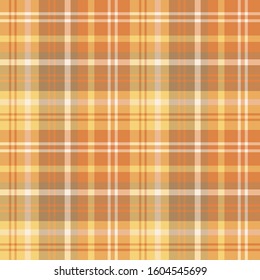 Seamless pattern in interesting yellow, light brown, orange and white colors for plaid, fabric, textile, clothes, tablecloth and other things. Vector image. 