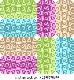 Seamless pattern of interlacing coloful lines on a transparent background, vector eps 8