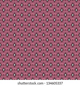 Seamless pattern of interlacing lines with diamonds. Pink.