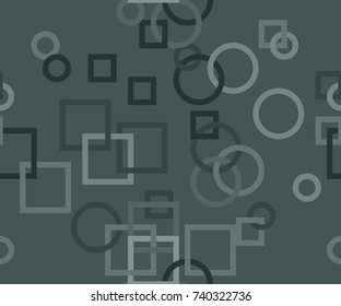 Seamless pattern of interlocked circles and squares in grey from the Flat UI palette