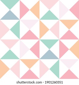 Seamless Pattern with Interlocking Triangular Square Shapes in Pastel Color