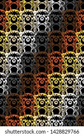 Seamless pattern of International Bear Brotherhood flag colored bears. LGBT pride flag colors. Colourful pattern of cute bears on the black background. Vector design. Repeat pattern