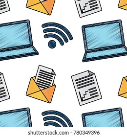 seamless pattern internet laptop wifi email and document