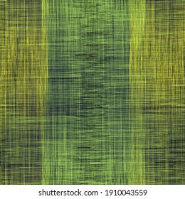 Seamless pattern with intersect vertical and horizontal grunge striped elements in green , yellow colors on dark backdrop for web design