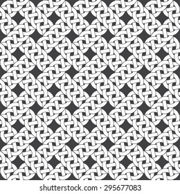 Seamless pattern of intersecting braids with swatch for filling. Celtic ornament texture. Fashion geometric background for web or printing design.