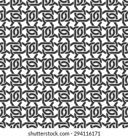 Seamless pattern of intersecting curly brackets with swatch for filling. Celtic chain mail. Fashion geometric background for web or printing design.