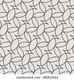 Seamless pattern. Intersecting curved elegant lines and scrolls forming abstract ornament. Stylish geometric texture. Abstract lattice