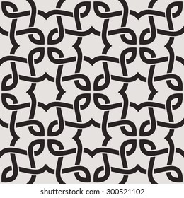 Seamless pattern with intersecting dark stripes on gray background. Abstract pattern in Arabic style.