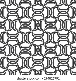 Seamless pattern of intersecting dumbbells with swatch for filling. Celtic chain mail. Fashion geometric background for web or printing design.