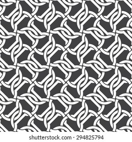 Seamless pattern of intersecting dumbbells with swatch for filling. Celtic chain mail. Fashion geometric background for web or printing design.