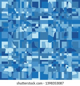 Seamless pattern. Intersecting rounded five-pointed stars and squares. Camouflage. Colors of winter and ice.